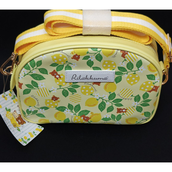 San-X Rilakkuma Bear Lemon Purse Crossbody Pouch Bag with Strap Yellow Green NWT - Picture 1 of 10